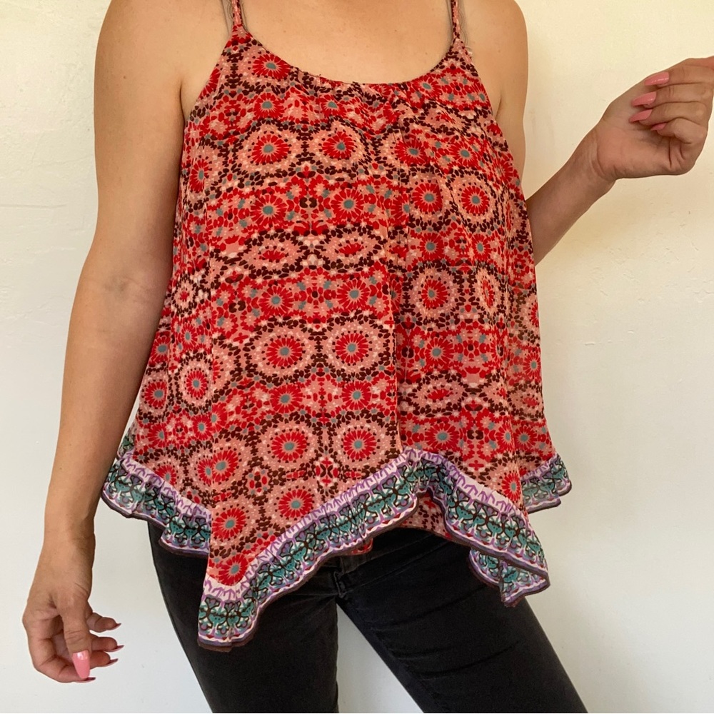 Patrons of Peace Floral Vibrant Flowy Tank Size Large